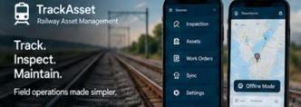 TrackAsset railway inspection app on two phones